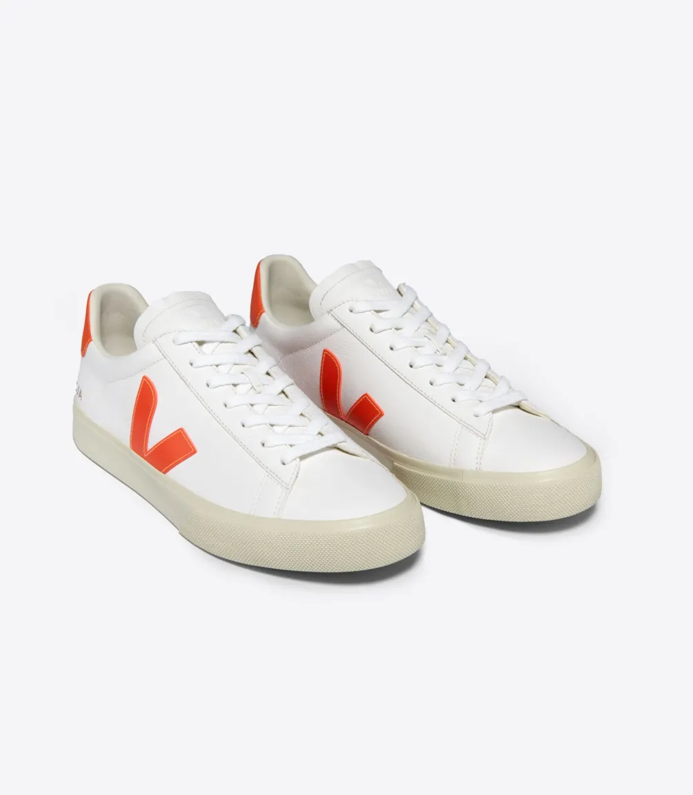 Damen VEJA CAMPO LEATHER WHITE ORANGE FLUO
