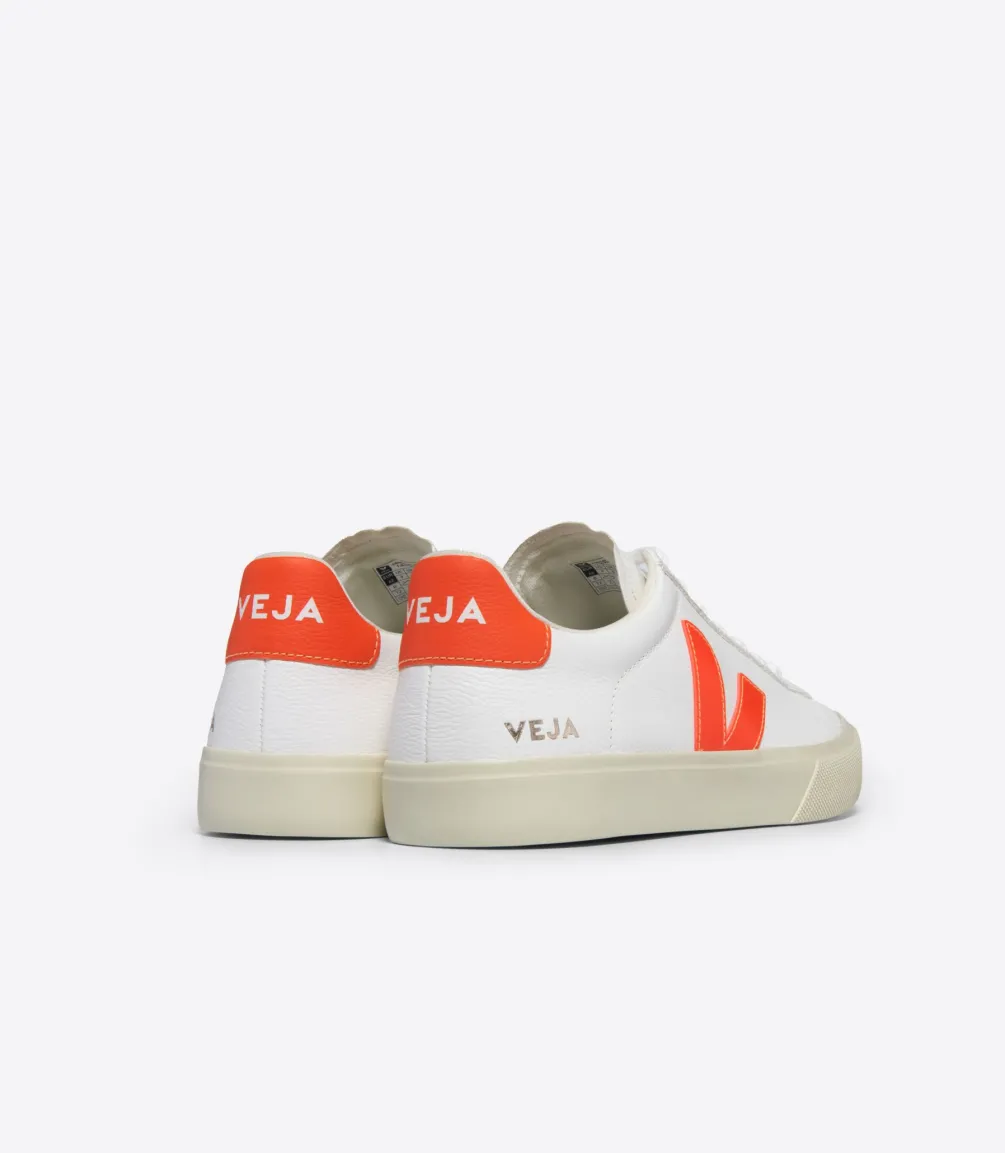 Damen VEJA CAMPO LEATHER WHITE ORANGE FLUO