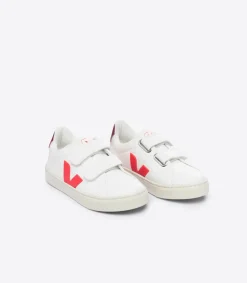 Kinder VEJA ESPLAR LEATHER WHITE ROSE FLUO MARSALA