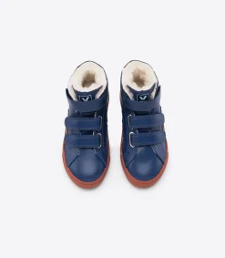 Kinder VEJA ESPLAR MID FURED LEATHER COBALT RUST