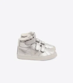 Kinder VEJA ESPLAR MID FURED LEATHER SILVER PIERRE