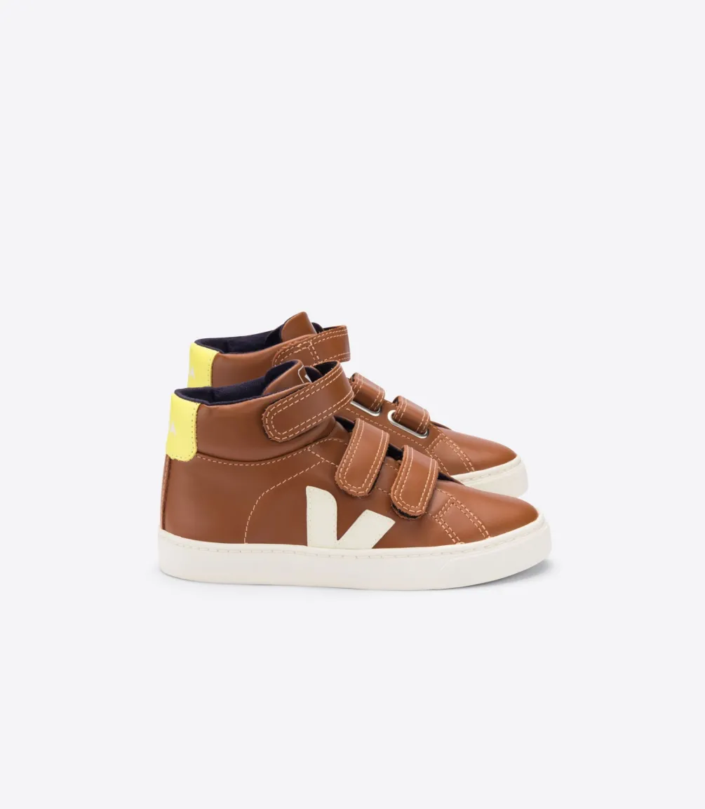 Kinder VEJA ESPLAR MID LEATHER TUILE PIERRE JAUNE FLUO