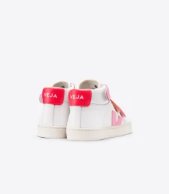 Kinder VEJA ESPLAR MID LEATHER WHITE MULTICO PINK