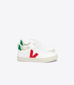Kinder VEJA V-10 LACES CWL WHITE PEKIN EMERAUDE
