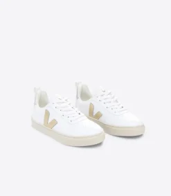 Kinder VEJA V-10 LACES CWL WHITE PLATINE SILVER