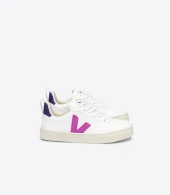 Kinder VEJA V-10 LACES CWL WHITE ULTRAVIOLET PURPLE