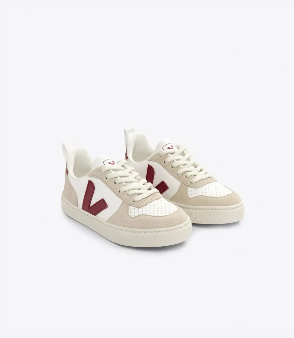 Kinder VEJA V-10 LACES LEATHER WHITE MARSALA ALMOND