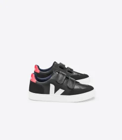 Kinder VEJA V-12 LEATHER BLACK WHITE PEKIN