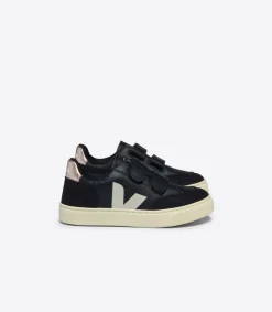 Kinder VEJA V-12 LEATHER BLACK WHITE PLATINE
