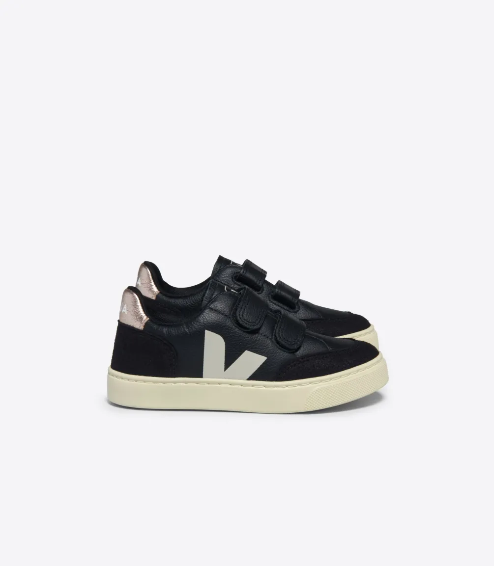 Kinder VEJA V-12 LEATHER BLACK WHITE PLATINE