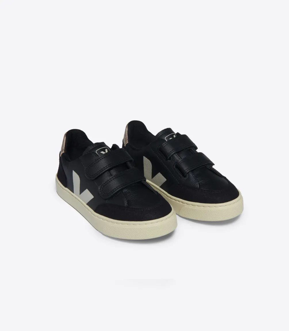Kinder VEJA V-12 LEATHER BLACK WHITE PLATINE