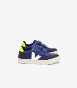 Kinder VEJA V-12 LEATHER COBALT WHITE JAUNE FLUO