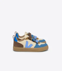 Kinder VEJA V-10 LEATHER CREMA MULTICO AQUA