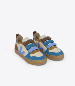 Kinder VEJA V-10 LEATHER CREMA MULTICO AQUA