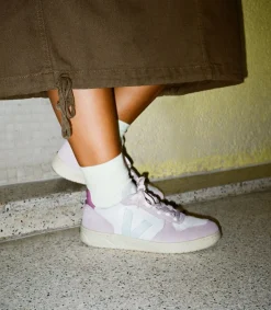 Damen VEJA V-10 LEATHER GRAVEL MENTHOL PARME