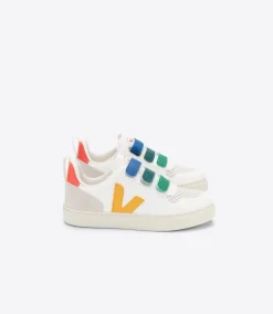 Kinder VEJA V-10 LEATHER MULTICO WHITE OURO