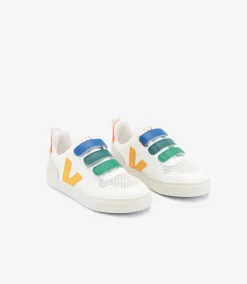 Kinder VEJA V-10 LEATHER MULTICO WHITE OURO