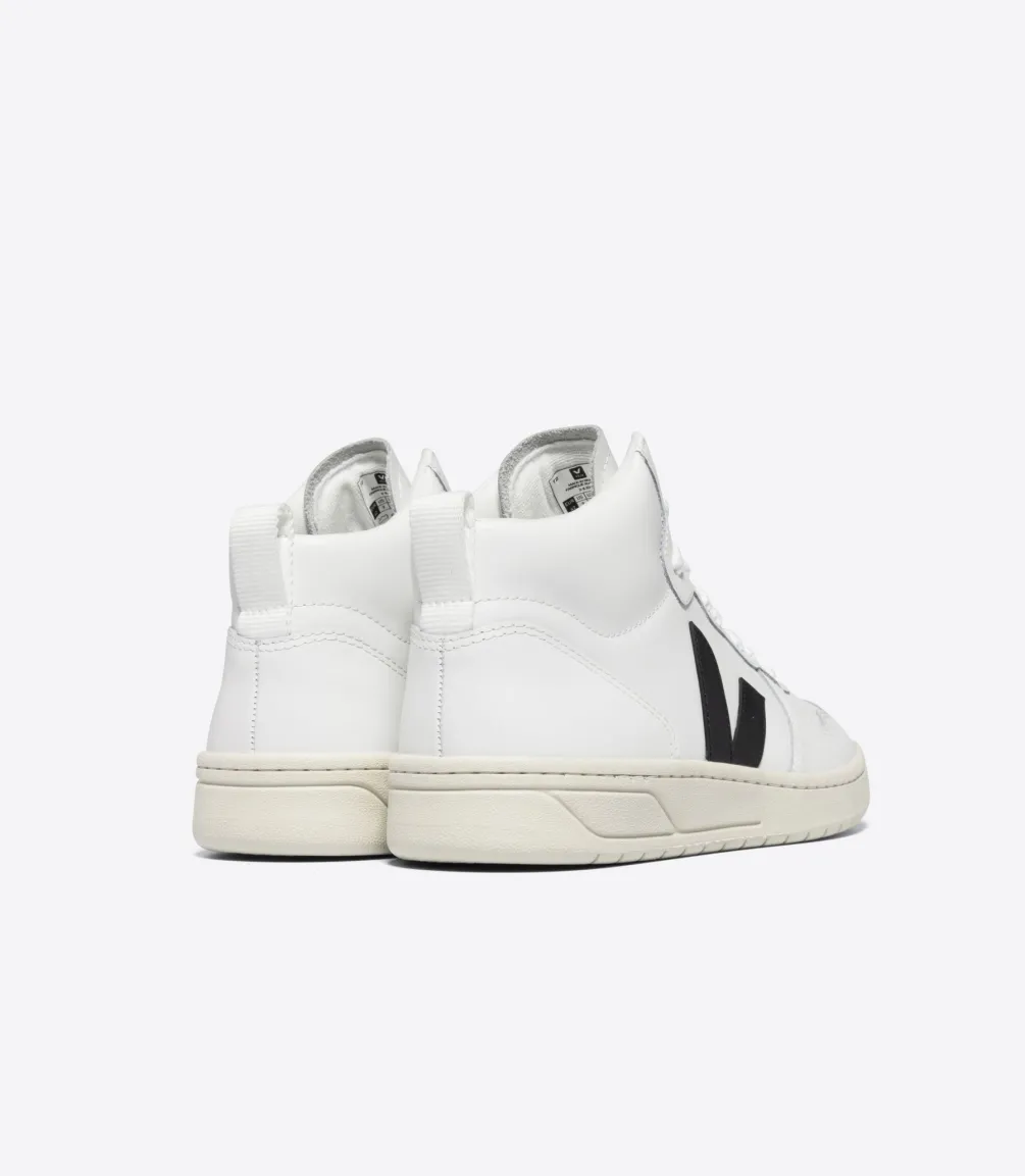 Damen VEJA V-15 LEATHER WHITE BLACK