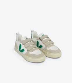 Kinder VEJA V-10 LEATHER WHITE EMERAUDE