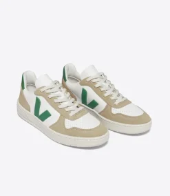 Damen VEJA V-10 LEATHER WHITE EMERAUDE SAHARA
