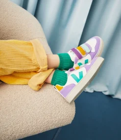 Kinder VEJA V-10 LEATHER WHITE MULTICO FRESHMINT