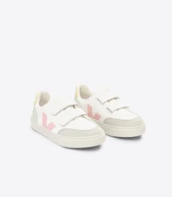 Kinder VEJA V-12 LEATHER WHITE MULTICO JADE