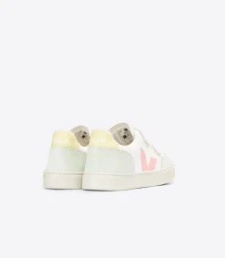 Kinder VEJA V-12 LEATHER WHITE MULTICO JADE