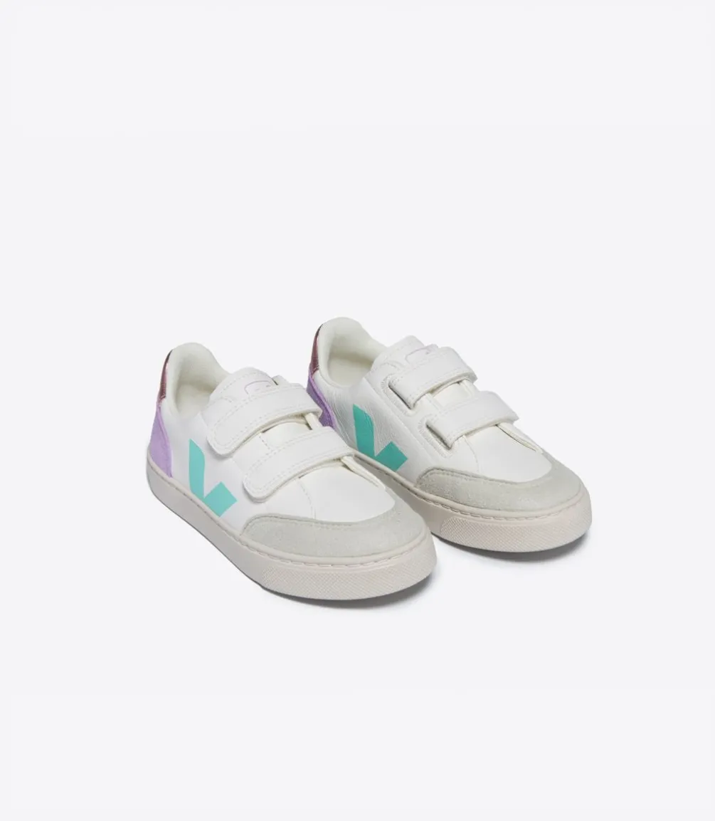 Kinder VEJA V-12 LEATHER WHITE MULTICO ORCHID