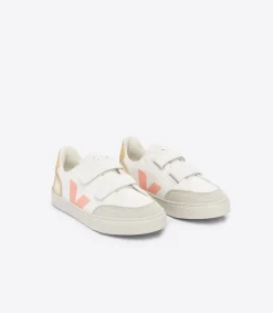 Kinder VEJA V-12 LEATHER WHITE MULTICO PLATINE