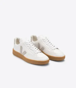 VEJA V-12 LEATHER WHITE NATURAL NATURAL SOLE