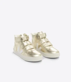 Kinder VEJA V-10 MID FURED LEATHER PLATINE