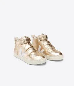 Kinder VEJA V-10 MID LEATHER GOLD WHITE
