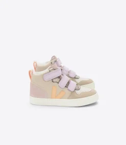 Kinder VEJA V-10 MID SUEDE MULTICO ALMOND PEACH